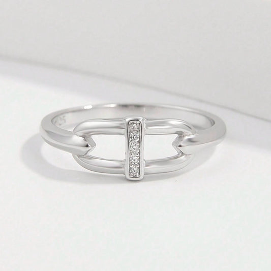 925 Sterling Silver Inlaid Zircon Ring